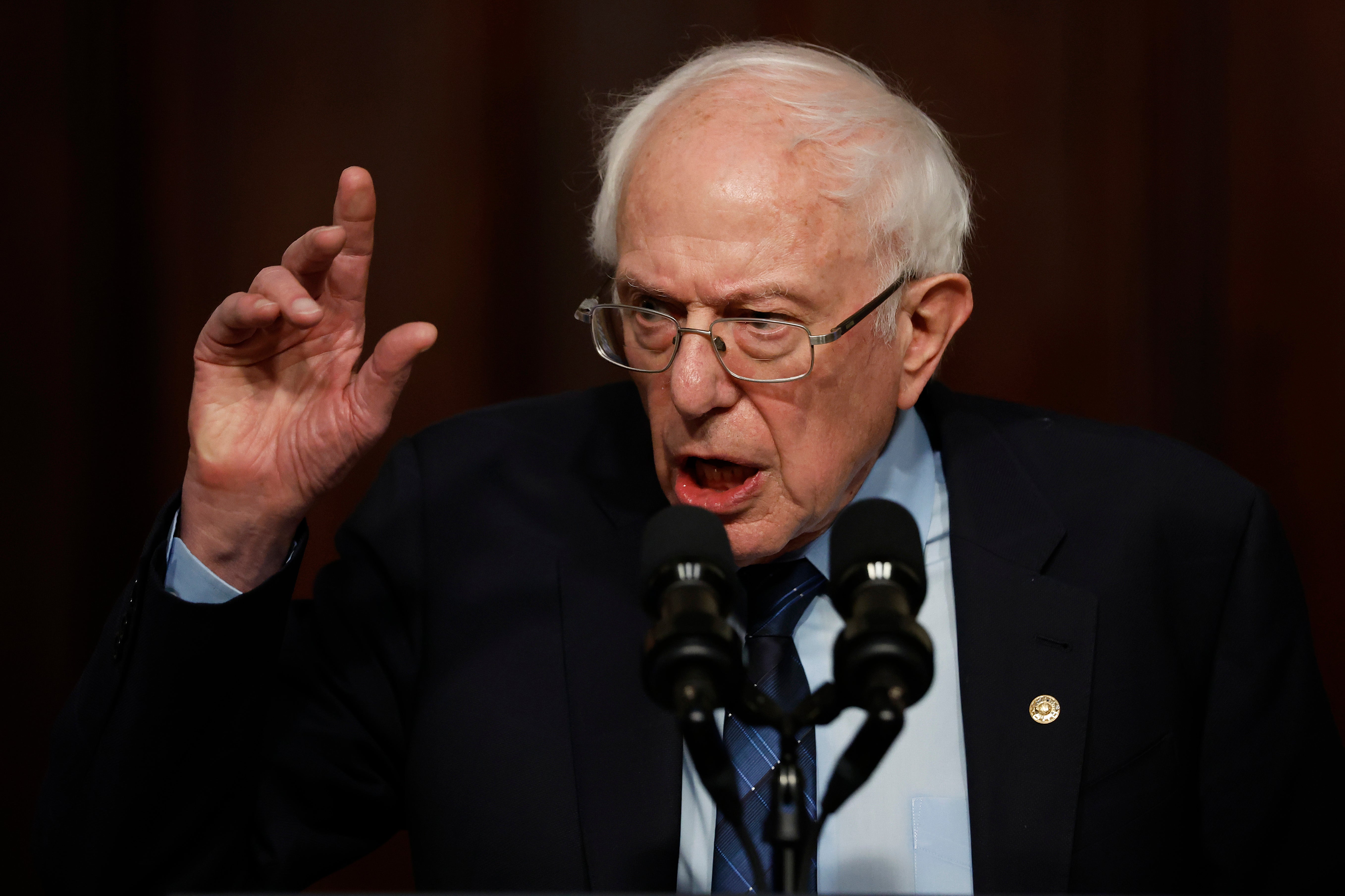 Senator Bernie Sanders, pictured on 3 April, was not at the office at the time of the fire