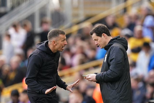 Wolverhampton Wanderers manager Gary O’Neil speaks to the fourth official after a late goal for his side is ruled out following a VAR review after the Premier League match at Molineux, Wolverhampton. Picture date: Saturday April 6, 2024.