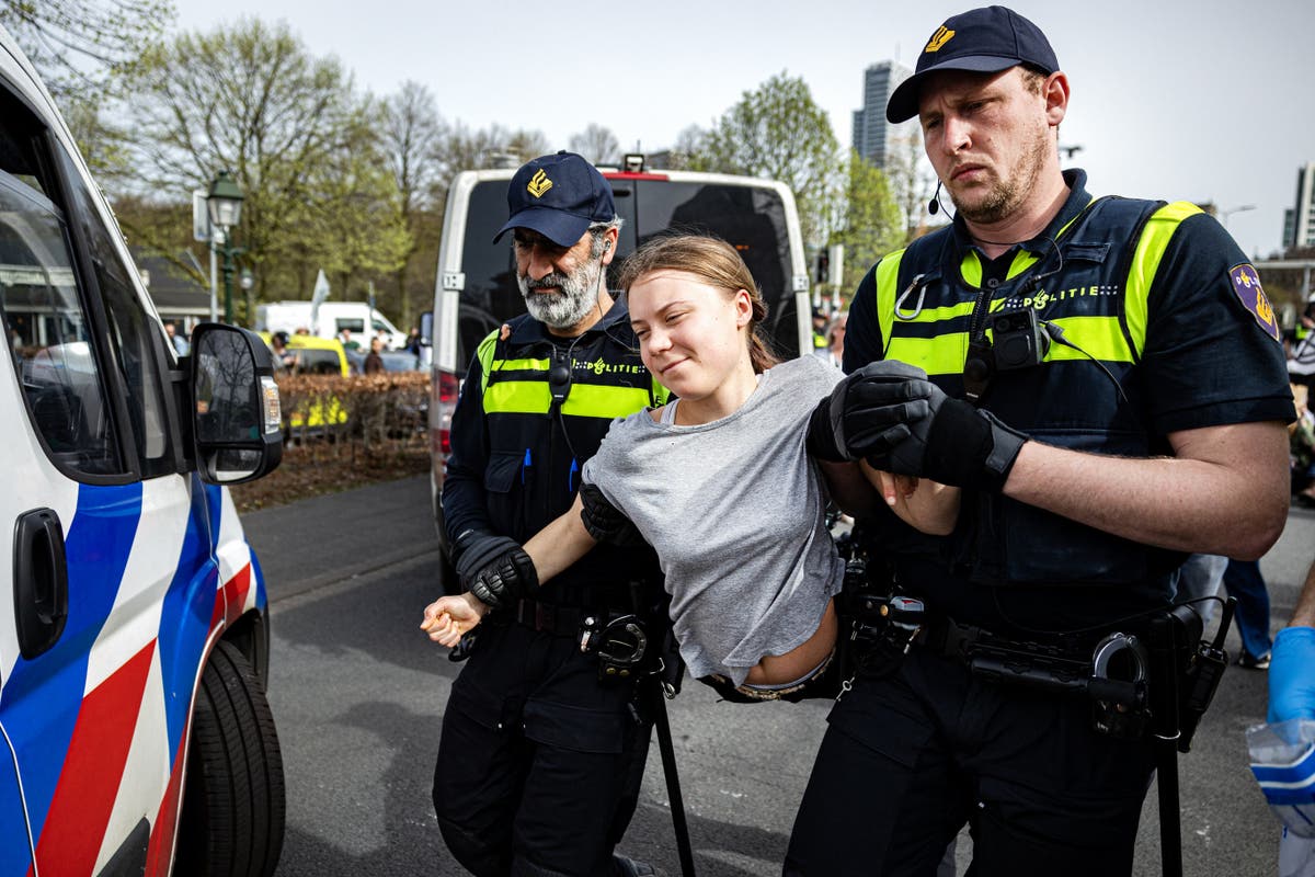 Greta Thunberg arrested by Dutch police twice on same day during Hague protests