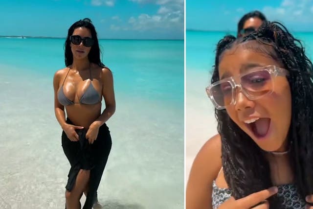 <p>Kim Kardashian and daughter North West enjoy luxury Turks and Caicos Islands holiday.</p>