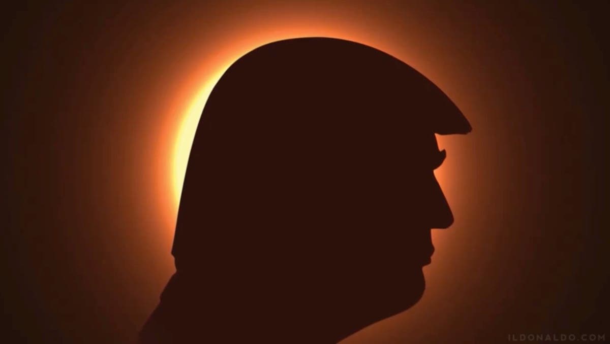 Trump veröffentlicht eine bizarre Werbung über eine Sonnenfinsternis – bei der sein Kopf die Sonne verdeckt und die USA in Dunkelheit stürzt