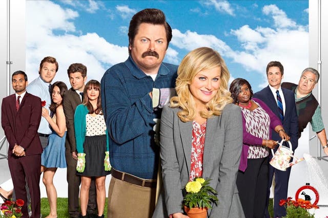 <p>Nick Offerman, Amy Poehler and the cast of ‘Parks and Rec’ </p>