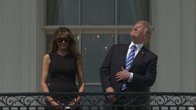 <p>Resurfaced video shows infamous moment Trump stared directly at solar eclipse without protective eyewear.</p>