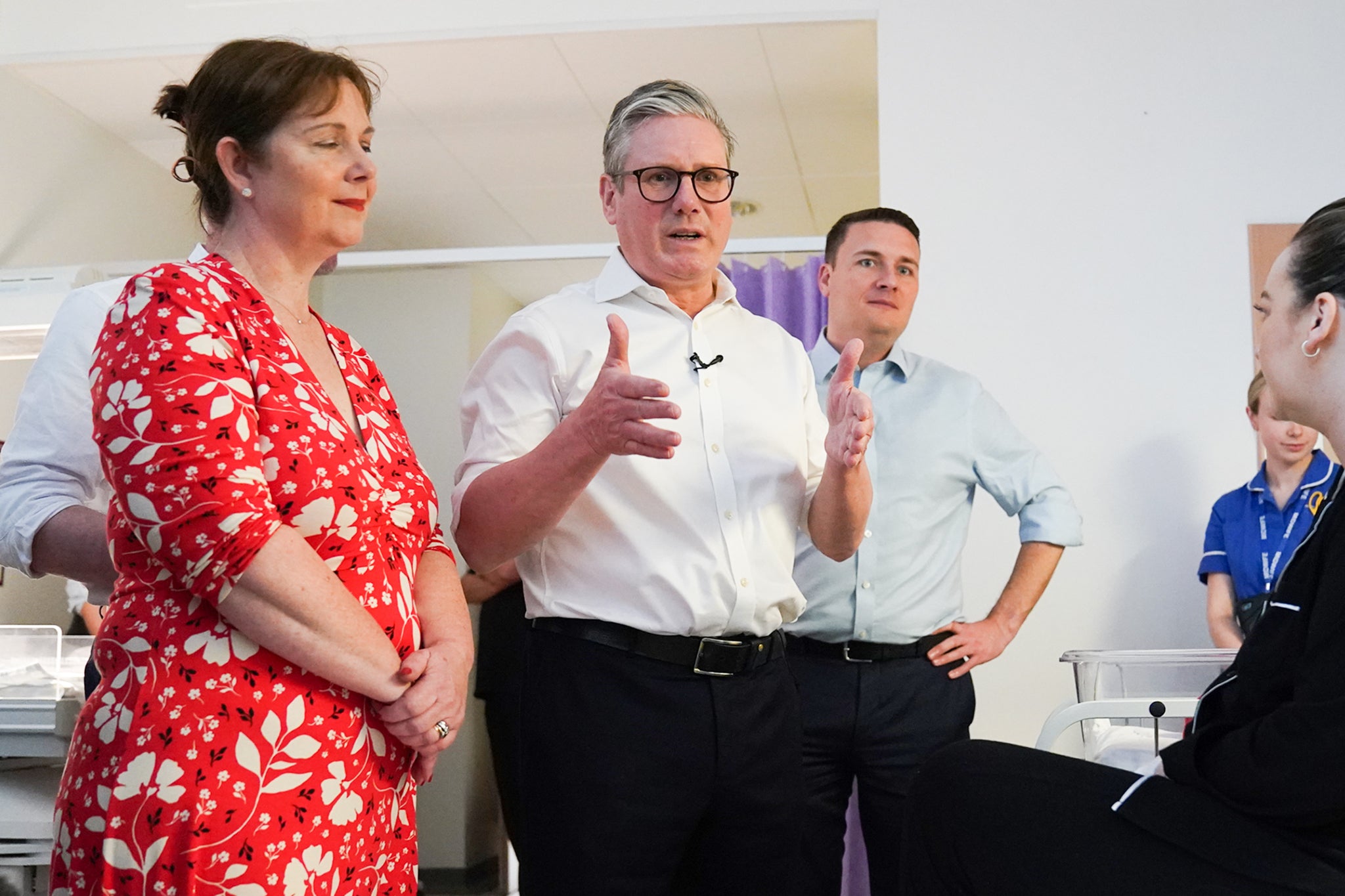 Labour leader Keir Starmer and shadow health secretary Wes Streeting visit King’s Mill Hospital in Sutton, southwest London, on Monday