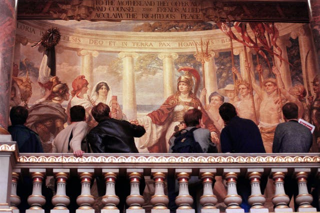 <p>Grand designs: murals on display in the Whitehall institution </p>