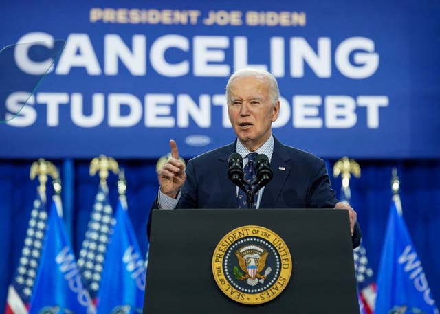 <p>Joe Biden announces new plans for federal student loan relief during a visit to Madison, Wisconsin</p>