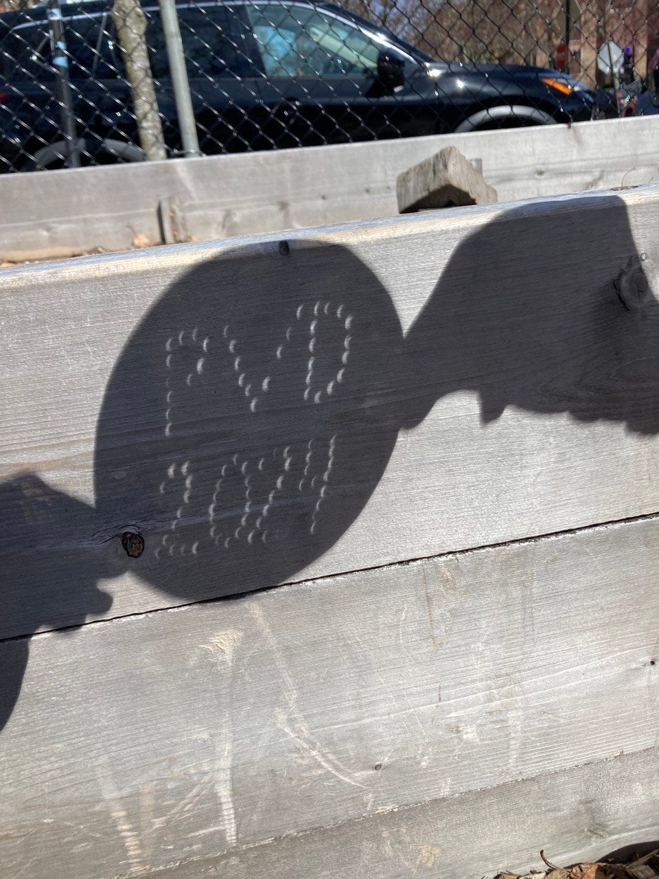 A projection of the solar eclipse on a playground in Providence, Rhode Island, on 8 April, 2024