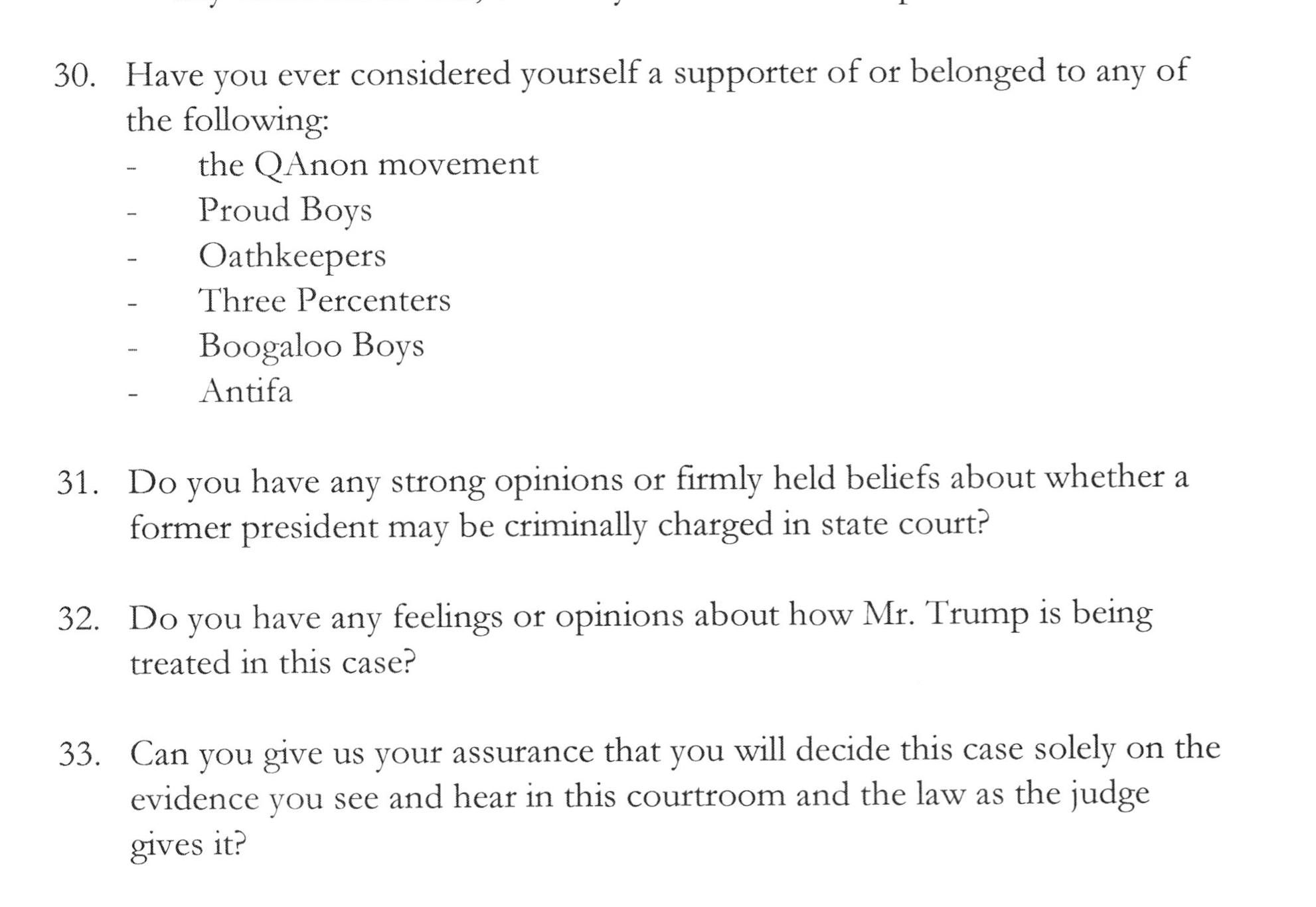 Potential jurors in Donald Trump’s hush money case will be asked about QAnon and far-right movements.