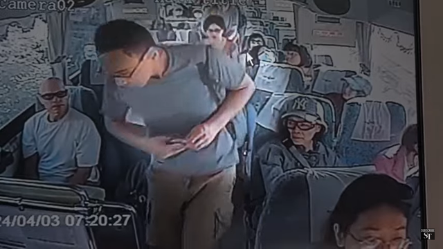 <p>CCTV footage from inside a bus shows the last time missing Singaporean-Australian were seen before earthquake in Taiwan</p>