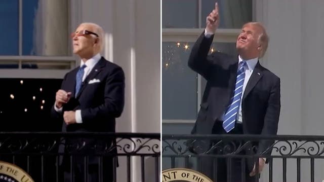<p>Biden mocks Trump with solar eclipse 2024 video in same spot where predecessor stared at sun.</p>