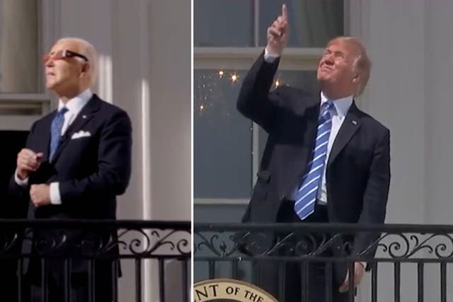 <p>Biden mocks Trump with solar eclipse 2024 video in same spot where predecessor stared at sun.</p>