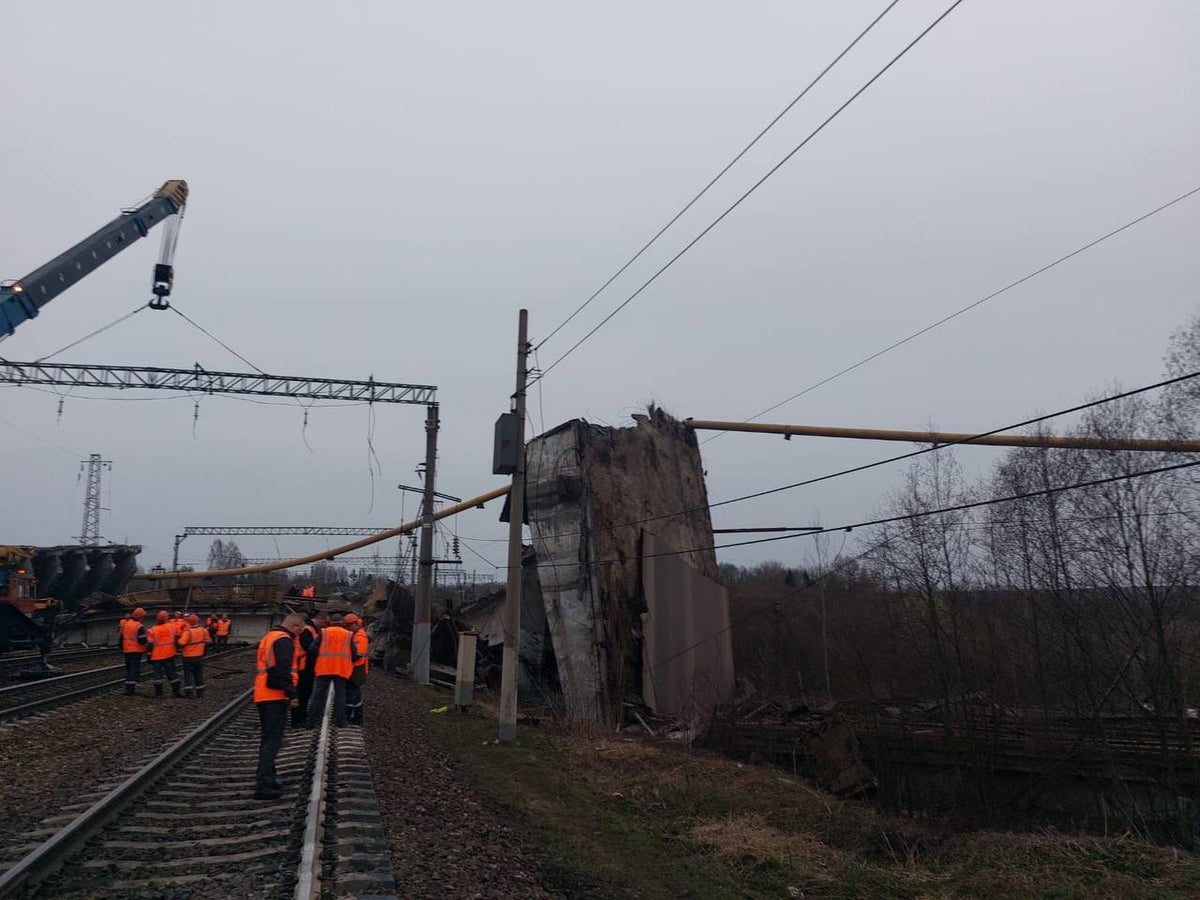 One dead as bridge collapses onto railway tracks in Russia