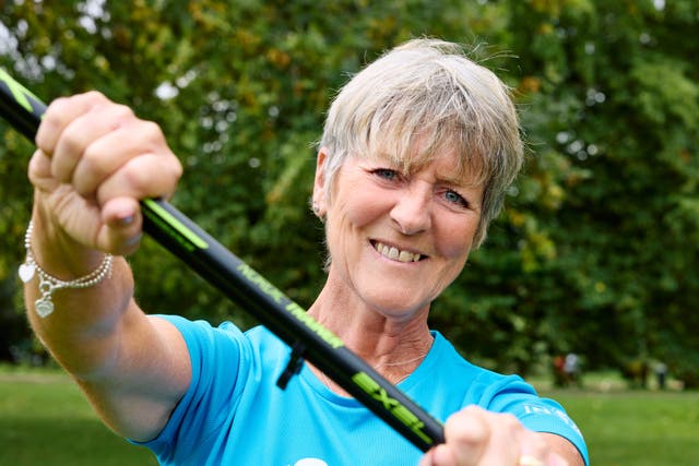 Christine Stanley, who runs a Parkinson’s Nordic walking group (Parkinson’s UK/Shaun Flannery/PA)