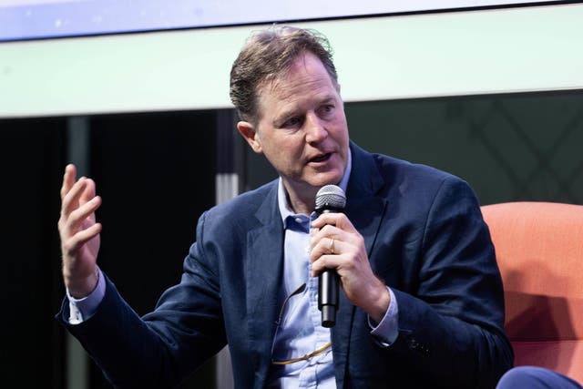 Sir Nick Clegg, president, global affairs speaks at Meta’s AI event in London (David Parry Media Assignments/PA)