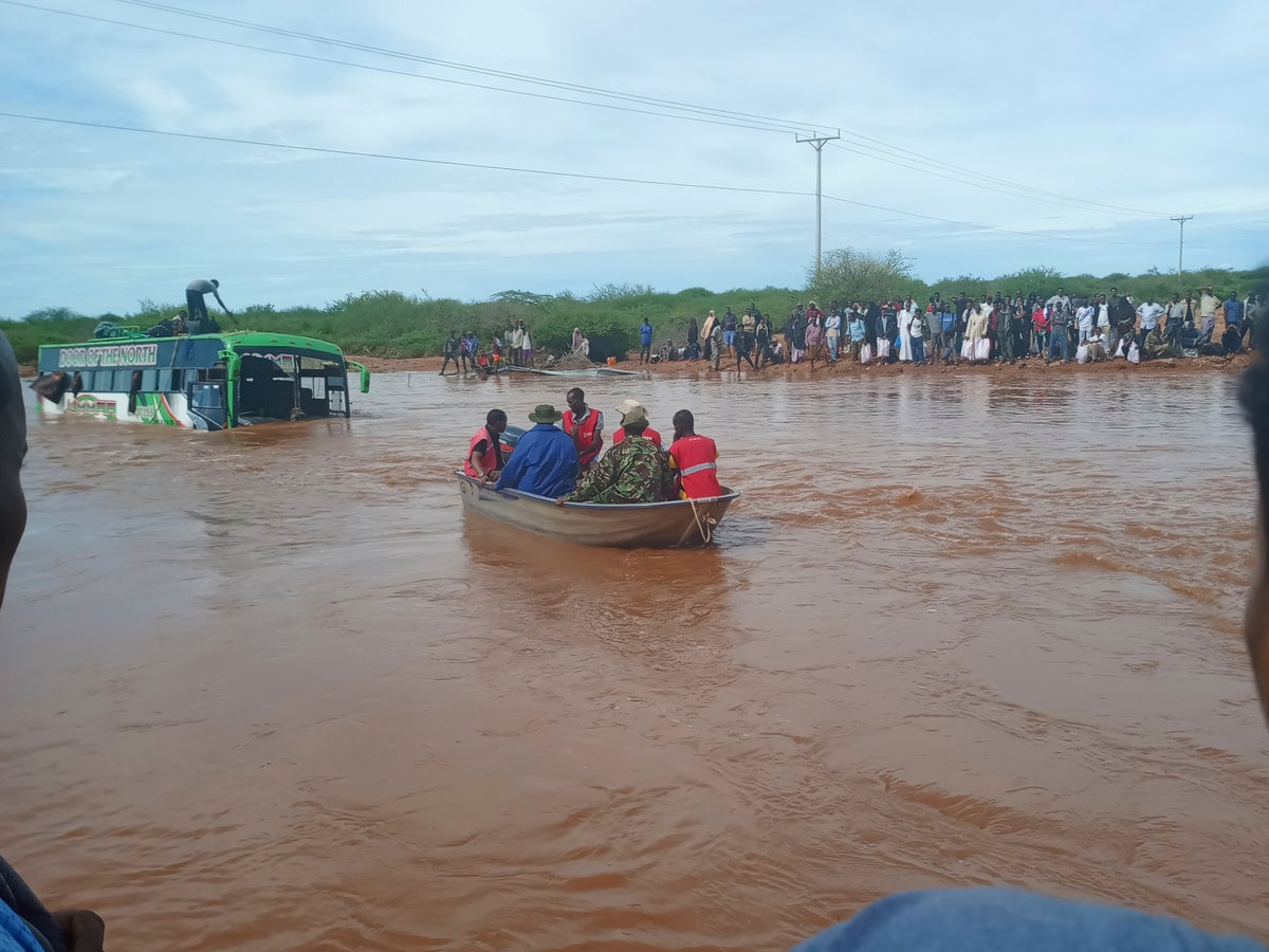 Floodwaters swept a bus from a bridge in Kenya. All passengers survived