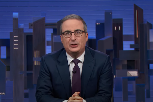 <p>John Oliver, pictured earlier this month, joked that he was close to proving that Hugh Jackman came from a UFO in his latest episode of <em>Last Week Tonight</em></p>