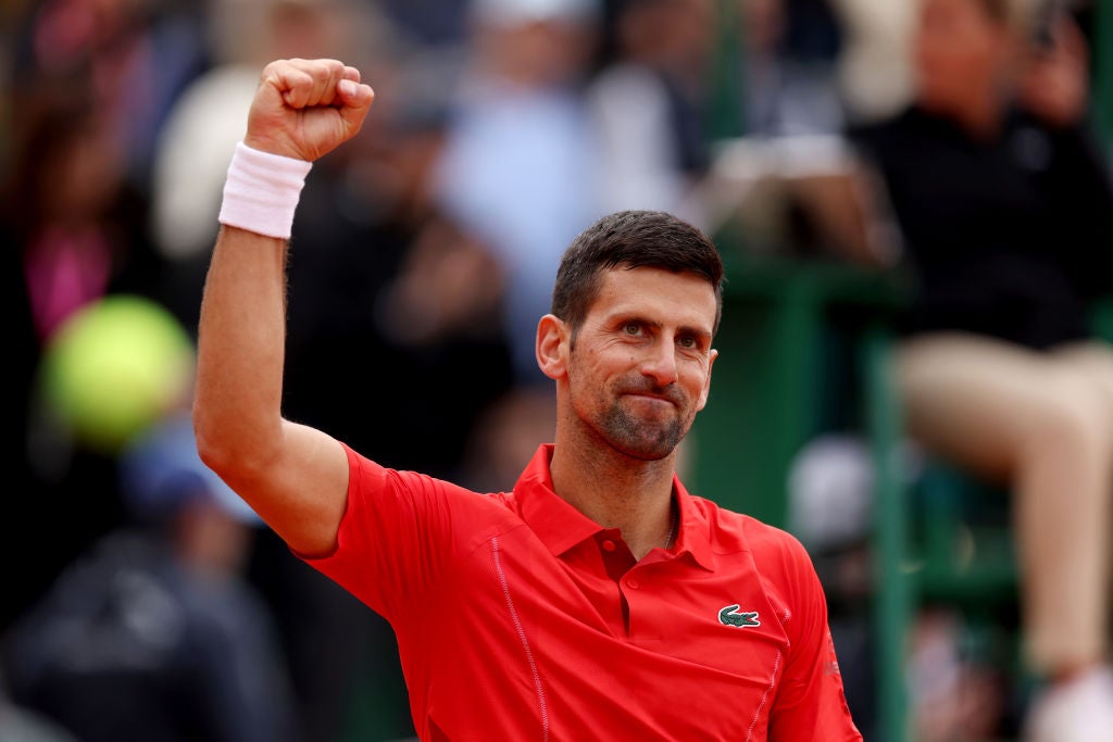 Djokovic celebrates match point against Roman Safiullin
