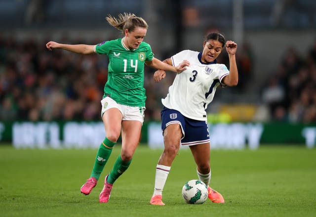 <p>England’s Jess Carter in action against Ireland </p>