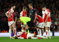 Harry Kane escapes red card for elbow on Gabriel on eventful return to Arsenal