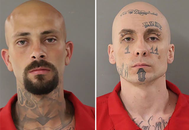 <p>Nicholas Umphenour (left) allegedly helped Skylar Meade (right) in his jail break in Idaho </p>