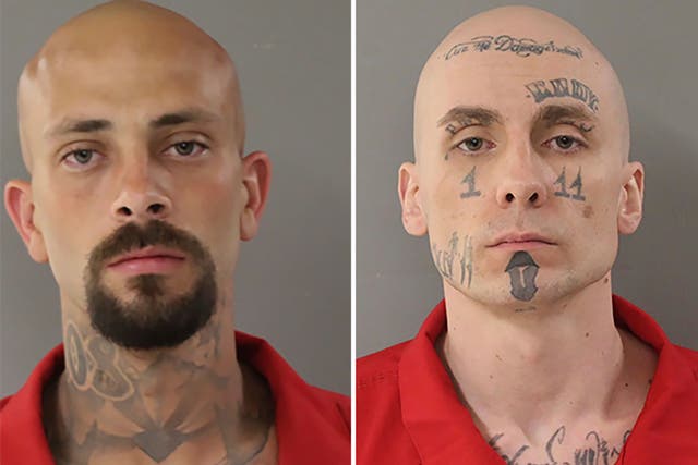 <p>Nicholas Umphenour (left) allegedly helped Skylar Meade (right) in his jail break in Idaho </p>