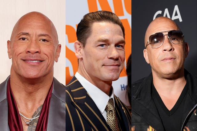 <p>Dwayne Johnson, John Cena and Vin Diesel</p>