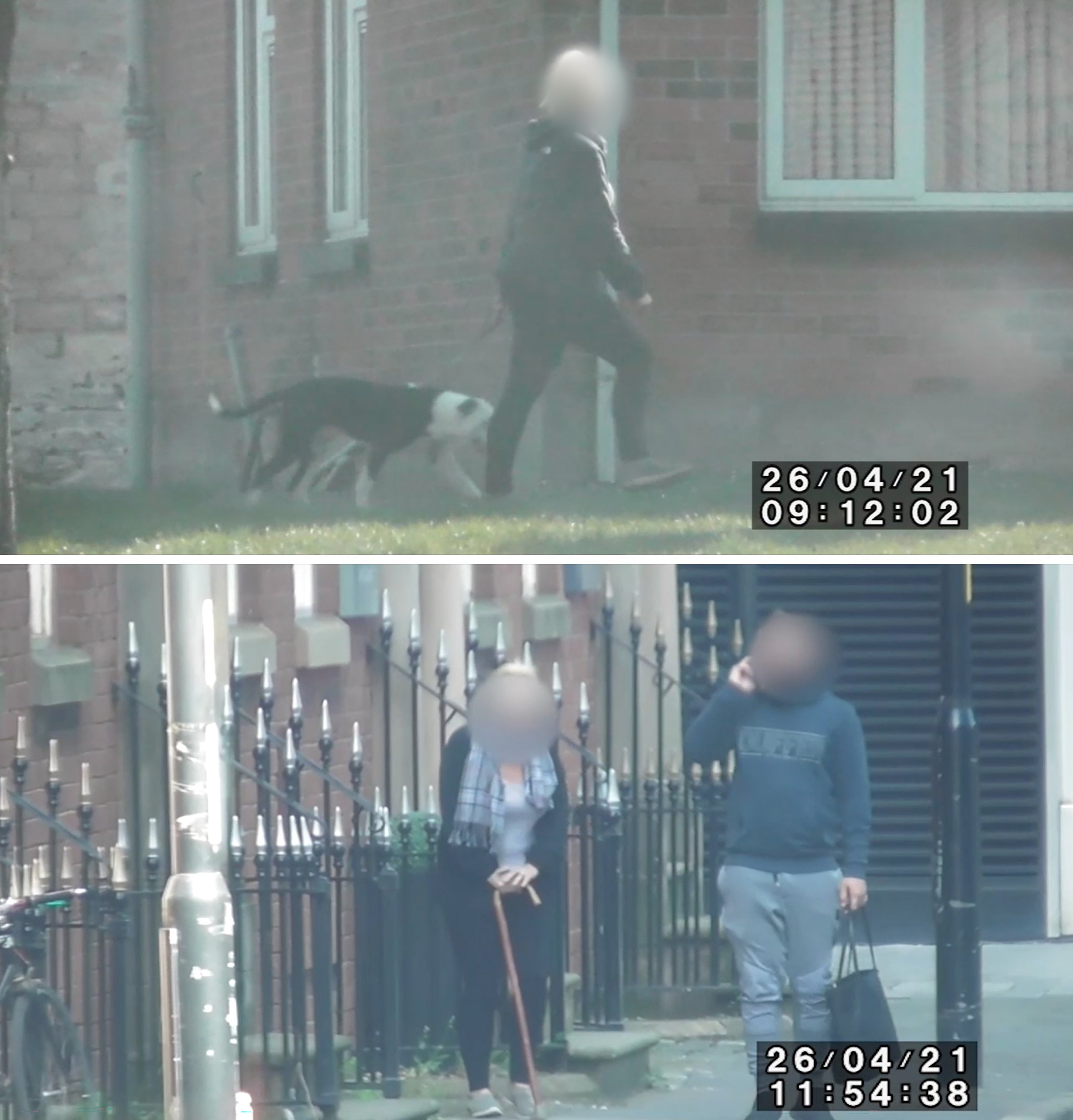 Screengrabs taken from surveillance footage of Rogers in April 2021