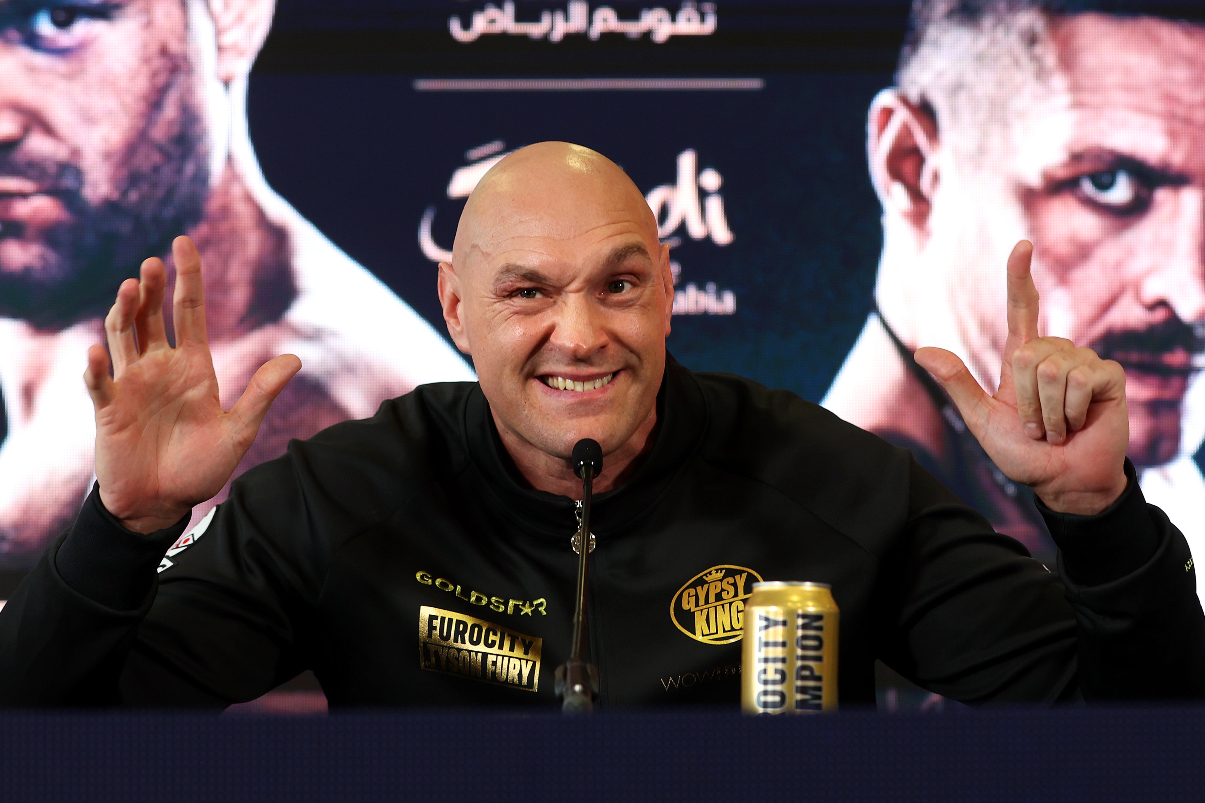 Tyson Fury at Morecambe FC’s stadium for a press conference on Wednesday