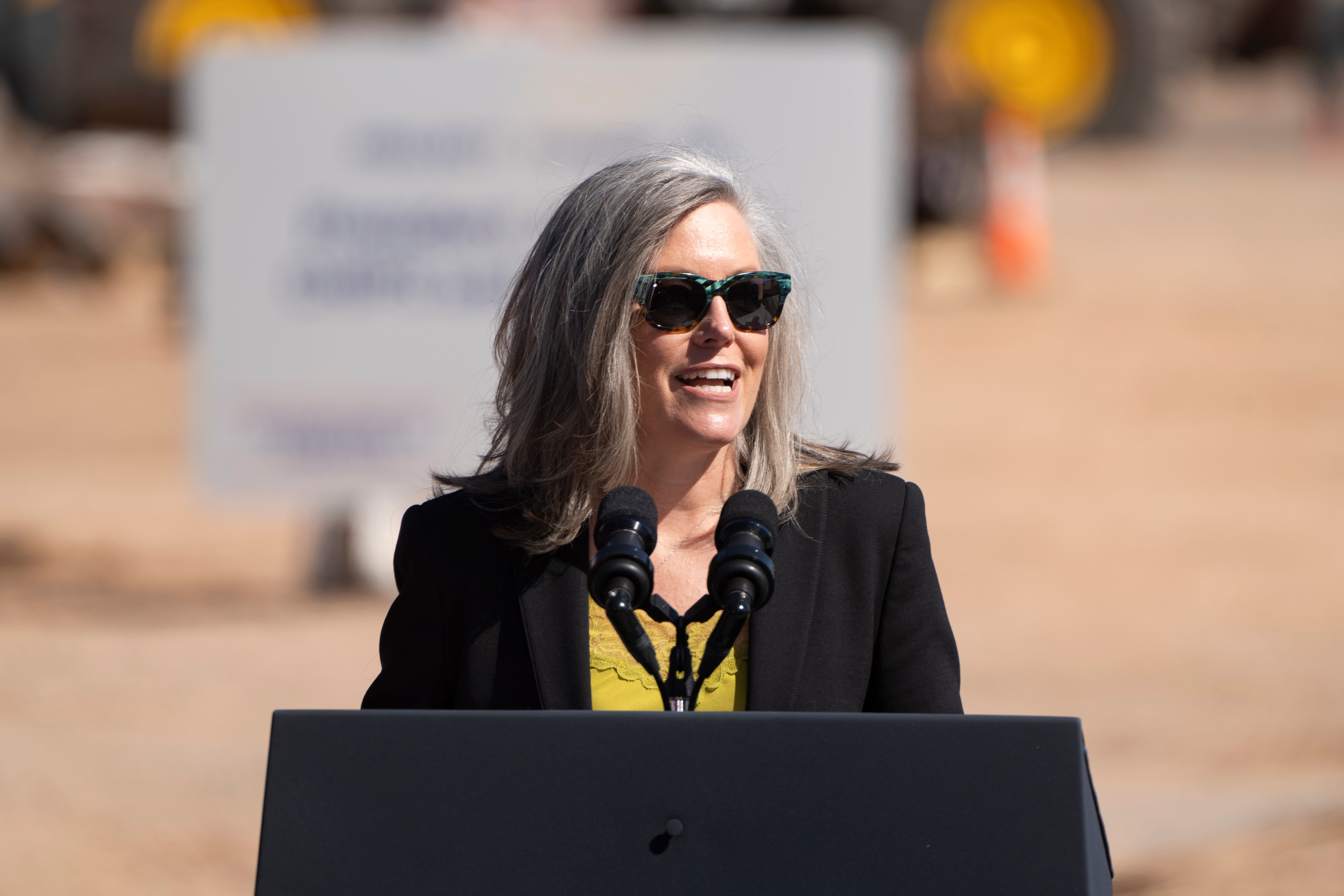 <p>CHANDLER, ARIZONA - MARCH 20: Arizona Gov. Katie Hobbs speaks prior to President Joe Biden's remarks at Intel Ocotillo Campus on March 20, 2024 in Chandler, Arizona. Biden announced $8.5 billion in federal funding from the CHIPS Act for Intel Corp. to manufacture semiconductors in Arizona. (Photo by Rebecca Noble/Getty Images)</p>