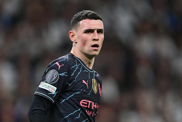 <p>Phil Foden scored a stunning goal against Real Madrid at the Bernabeu</p>