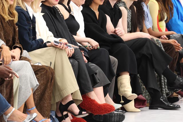 <p>Front row of shoes at Loewe’s Spring/Summer 2024 runway show </p>