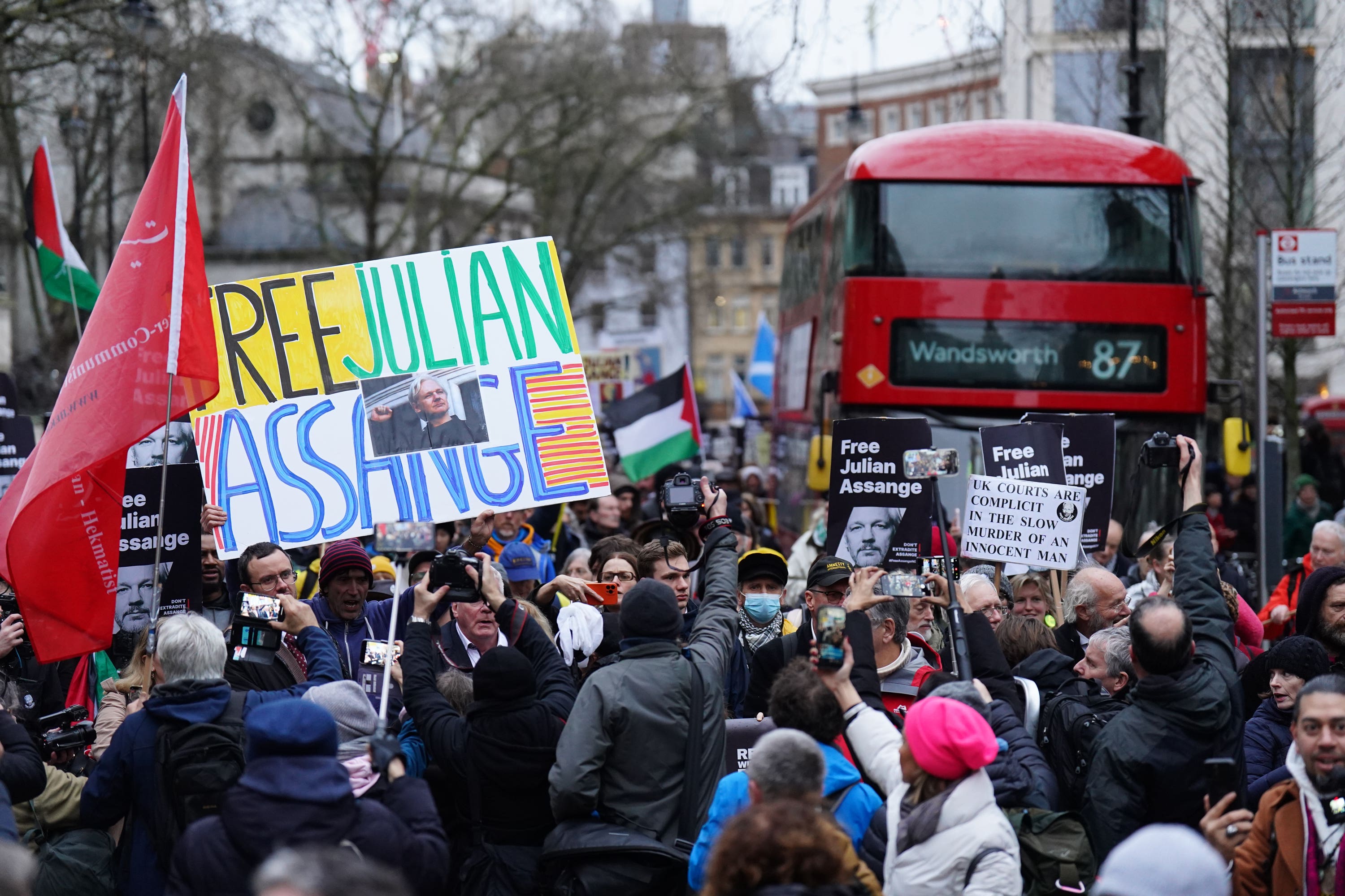 Supporters of Julian Assange marched to Downing Street in February (James Manning/PA)