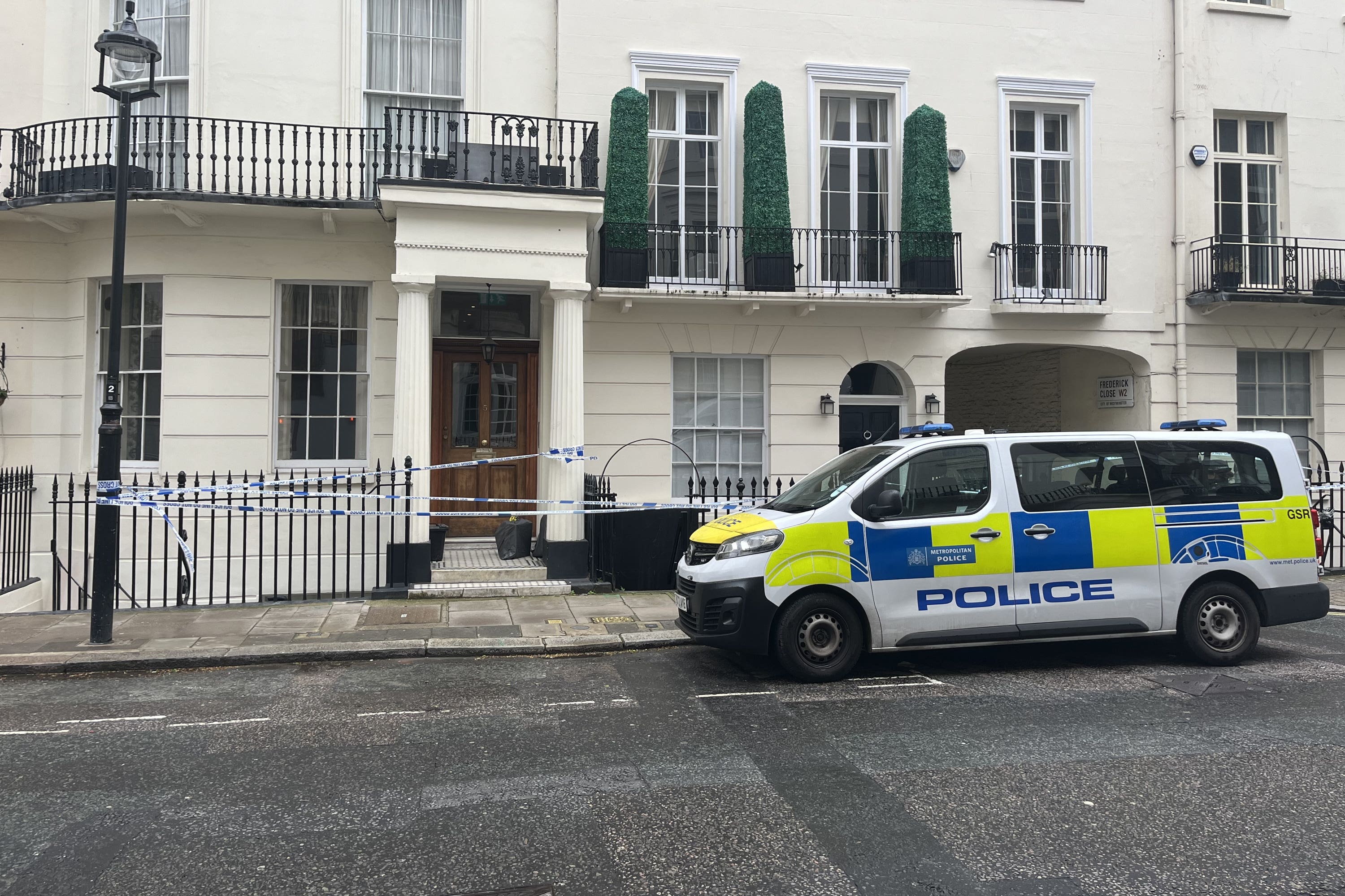 The scene on Stanhope Place, Bayswater, where her body was discovered