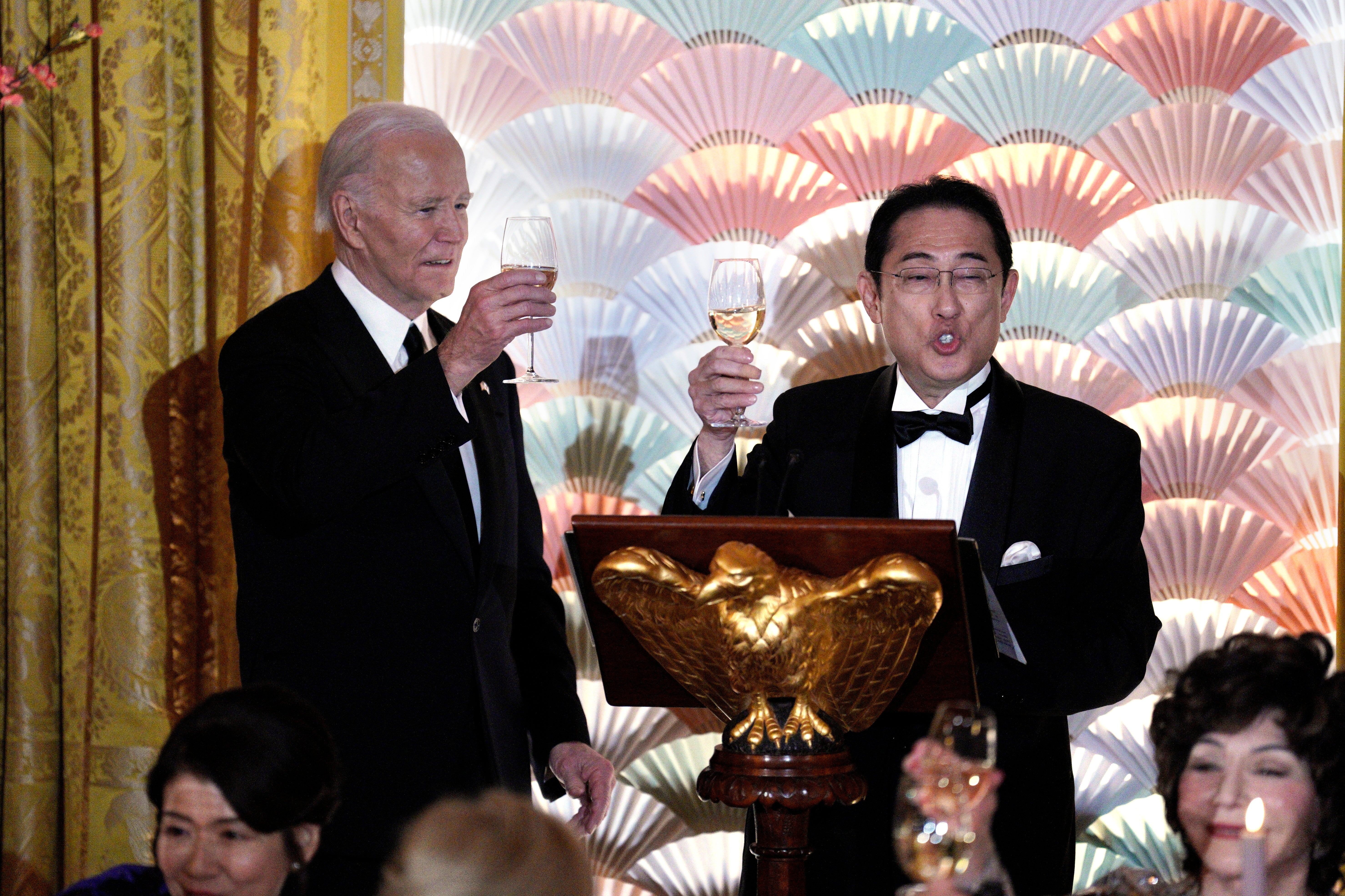 Both Mr Biden and Mr Kishida took to the stage for a lighthearted, warm address to the crowd, where the former spoke of the two nations’ ‘friendship’ and the latter invoked an iconic phrase from ‘Star Trek’