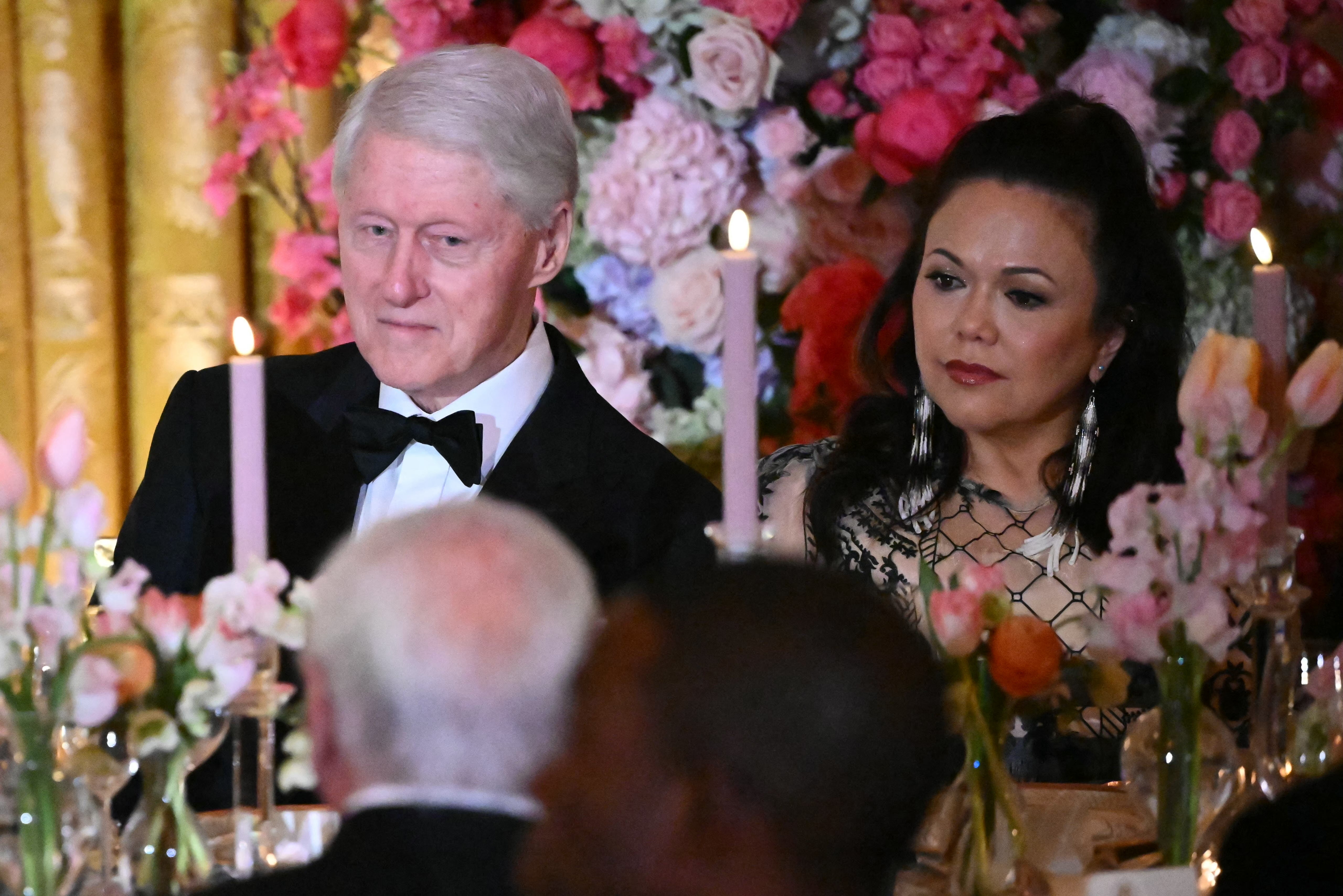 Former US president Bill Clinton attends a state dinner for Japanese prime minister Fumio Kishida and his wife Yuko Kishida