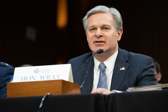 <p>Christopher Wray, the FBI director, warns of many threats to the US  </p>