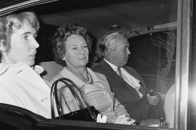 <p>Prime minister Harold Wilson with his wife Mary and secretary Marcia Williams, later Baroness Falkender, with whom he had an affair in the Fifties. A second affair during his time in Downing Street has now come to light </p>