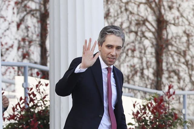 New Fine Gael leader Simon Harris leaving Aras an Uachtarain after meeting the President of Ireland Michael D Higgins to receive the seal of office after being appointed Ireland’s new Taoiseach (PA)