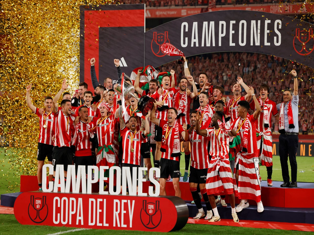 Watch: Athletic Bilbao celebrate Copa del Rey after 40-year trophy drought  | The Independent