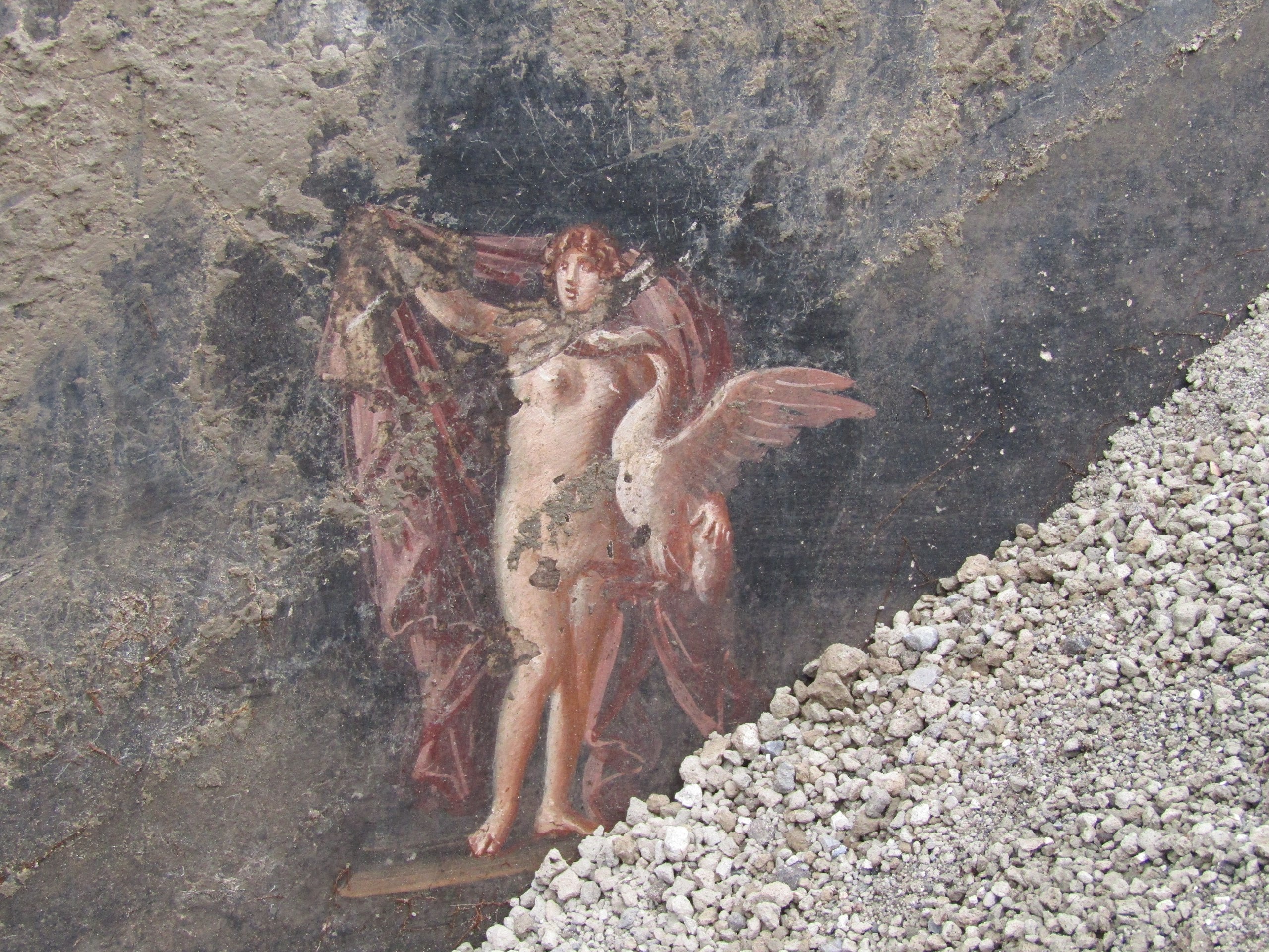 A fresco depicting a mythological creature inspired by the Trojan War
