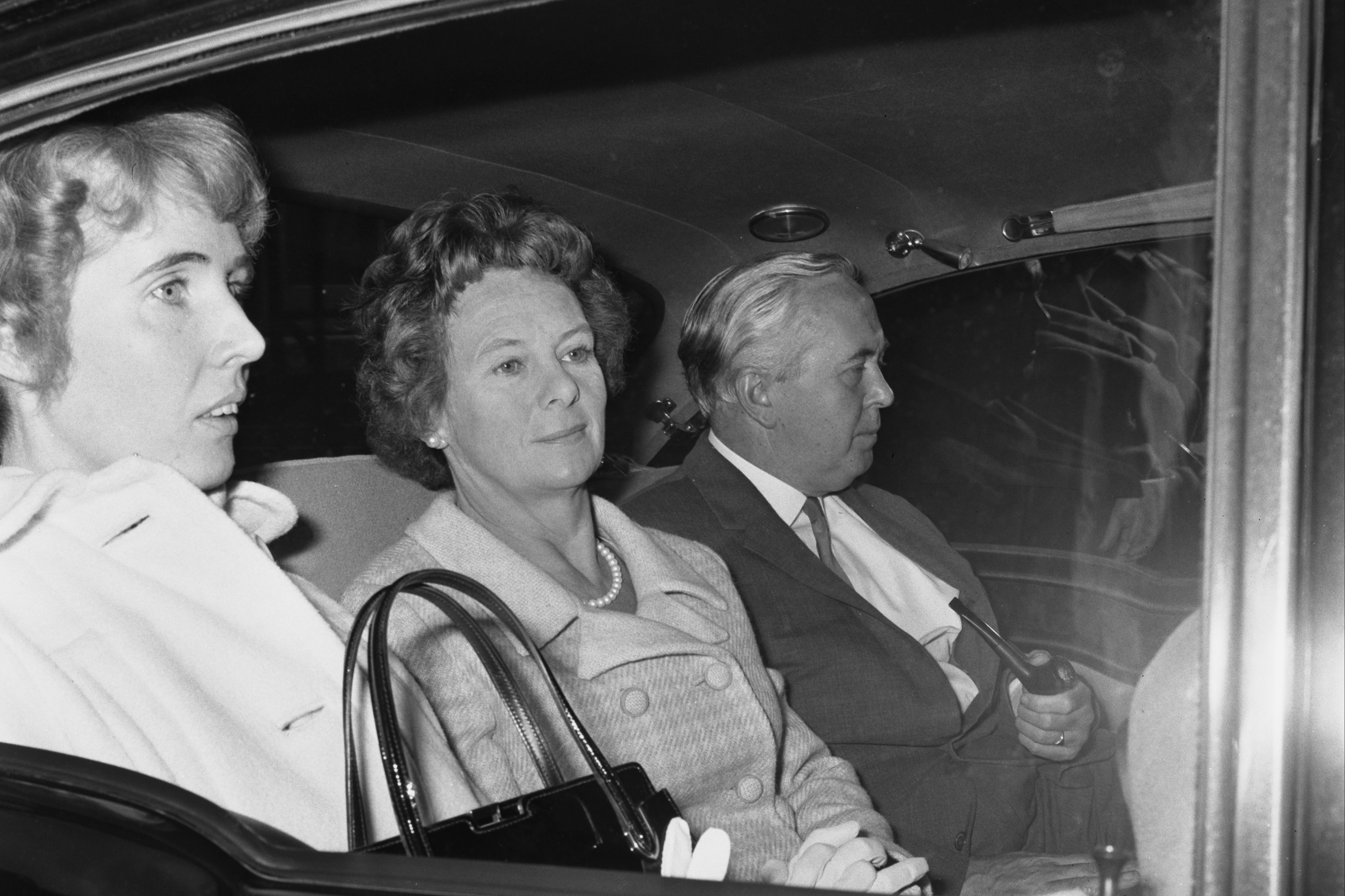 The former PM with his wife (centre) and secretary Marcia Williams, with whom he allegedly had an affair