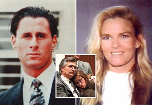 <p>Ronald Goldman (left) who was killed along with OJ Simpson’s ex-wife Nicole Brown outside her Brentwood apartment in Los Angeles. Inset, Fred Goldman with his daughter Kim </p>
