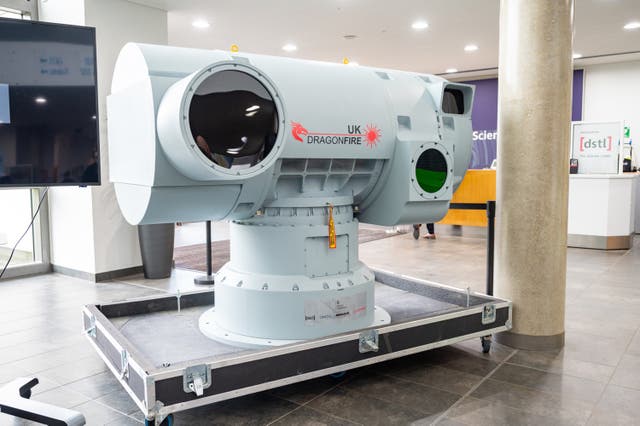 <p>A ‘DragonFire’ British military laser  weapon system</p>