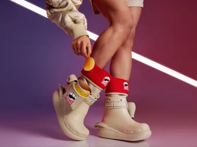 <p>The Pringles x Crocs Classic Crush Boot from the Pringles x Crocs limited-edition shoe collection</p>