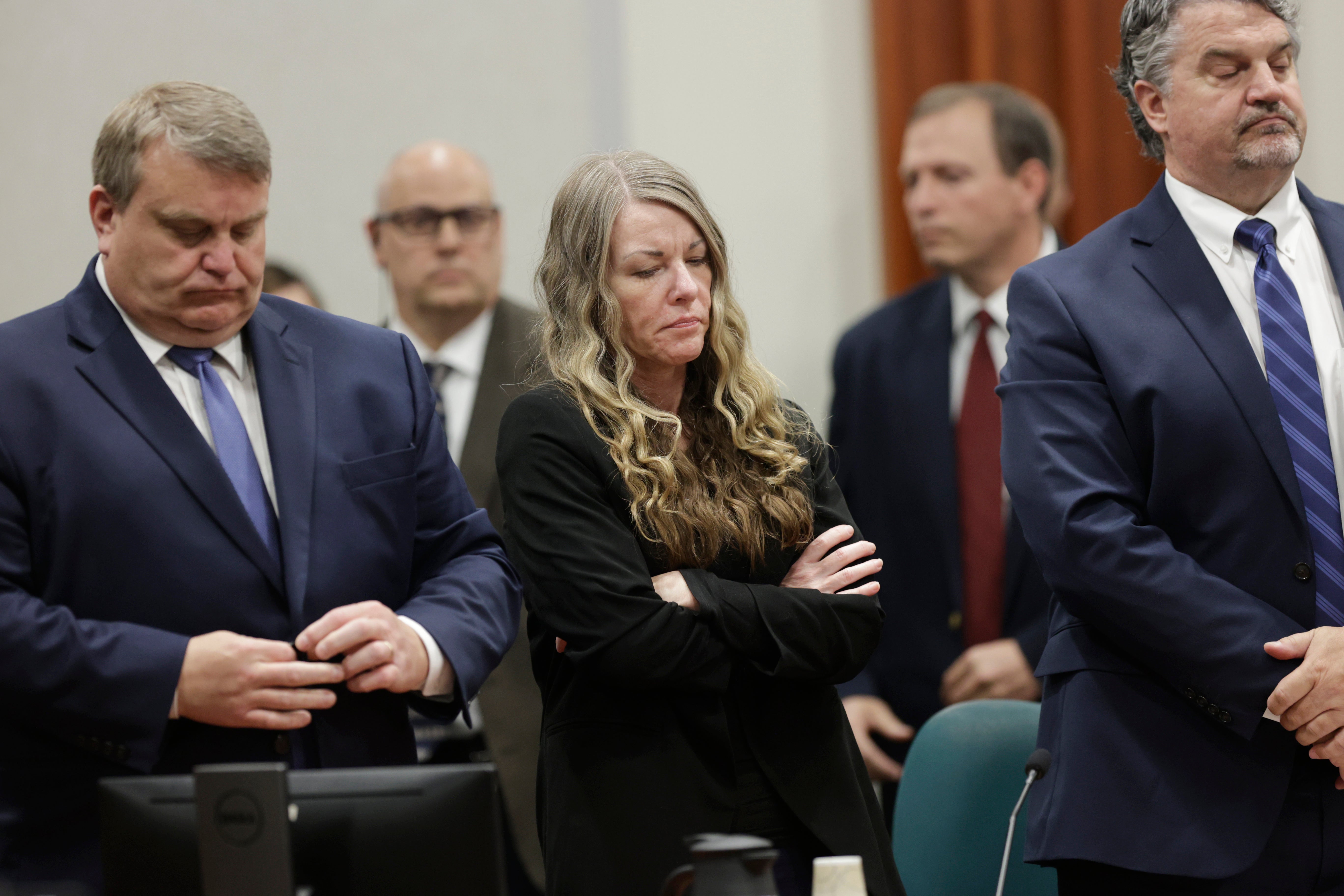 Lori Vallow reacts in the Ada County Courthouse in Boise, Idaho, on 12 May 2023, when the jury delievered a guilty verdict