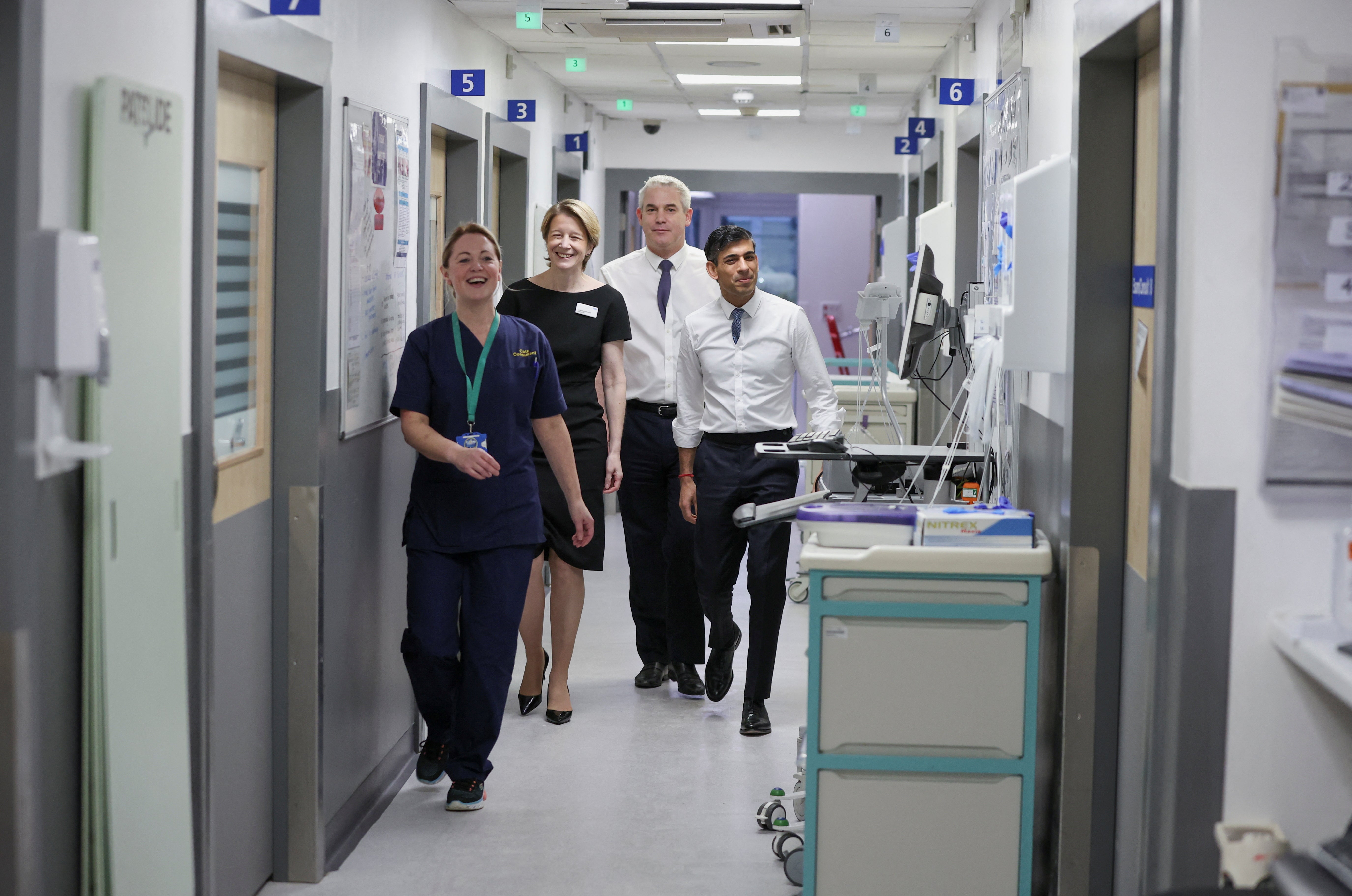 Rishi Sunak on a visit to a hospital in Stockon on Tees