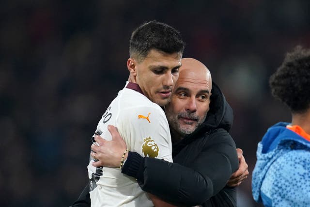 Manchester City manager Pep Guardiola will rest Rodri if he asks for it (Adam Davy/PA)