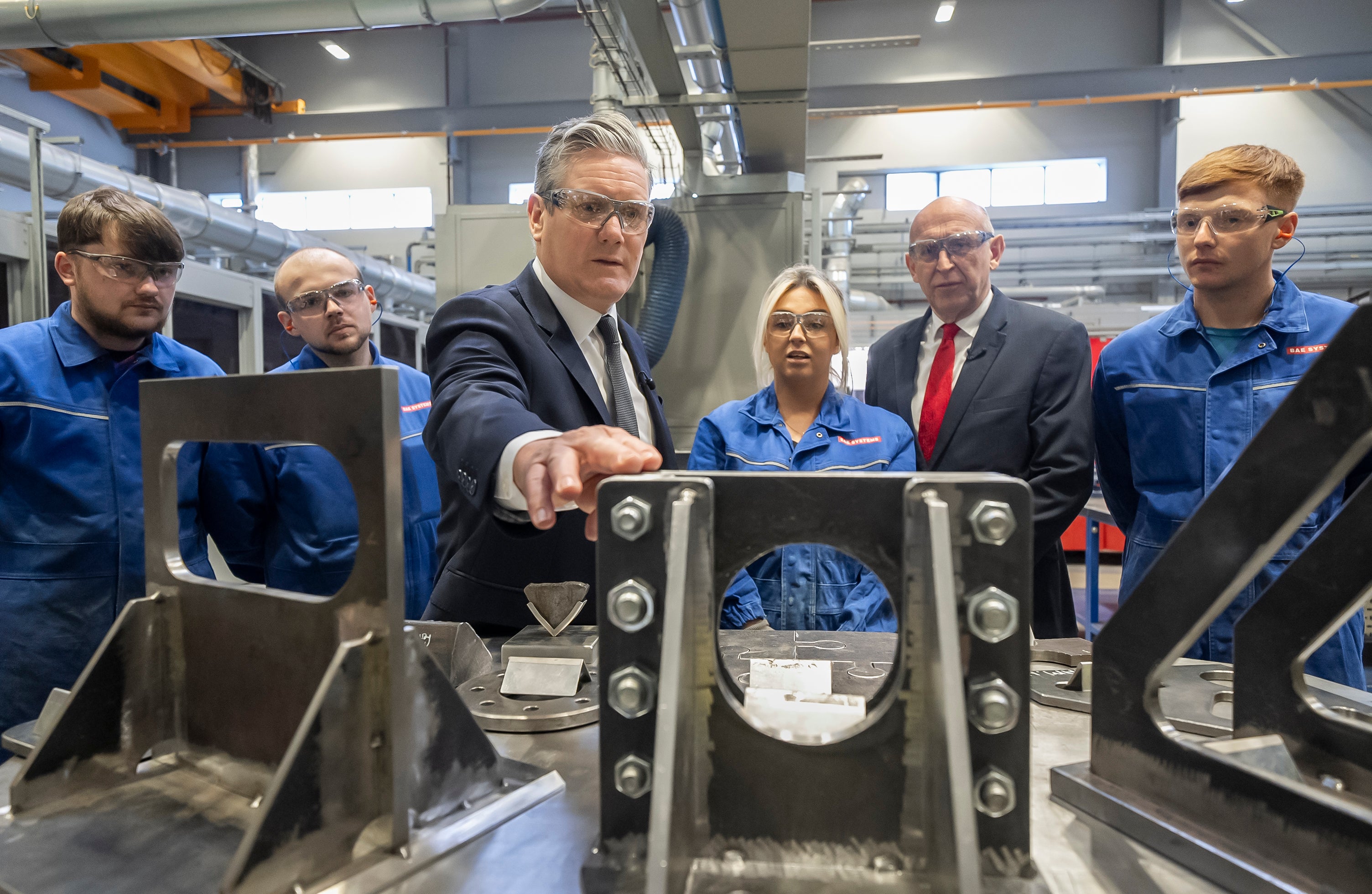 Labour leader Keir Starmer during a campaign visit to BAE Systems in Barrow-in-Furness, Cumbria