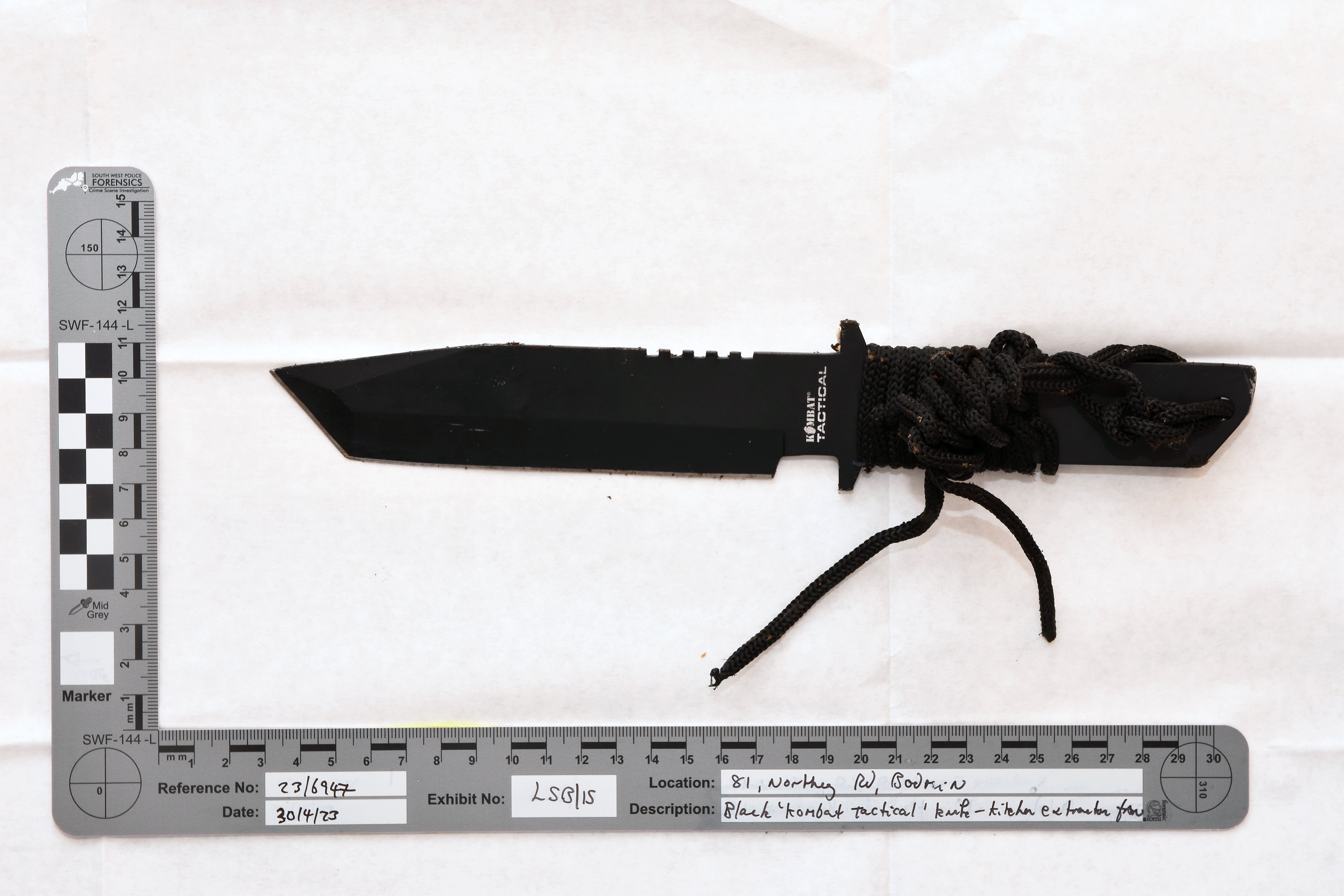 Serrated hunting knife thought to have been used by Hill in murder