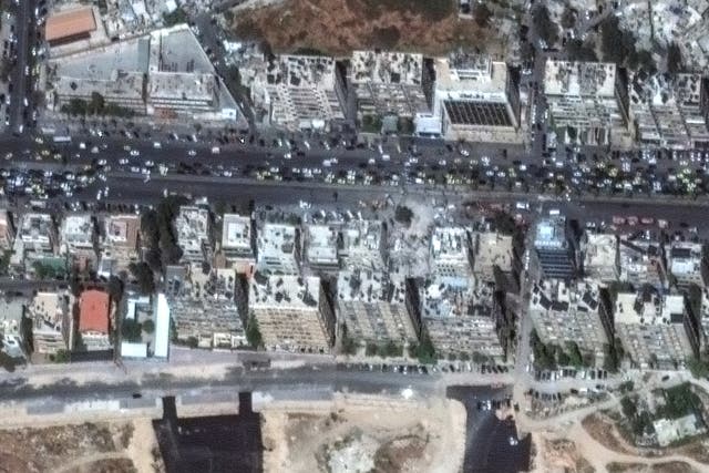 <p>A satellite image shows the Iranian embassy and consulate in Damascus following a suspected Israeli strike earlier this month</p>